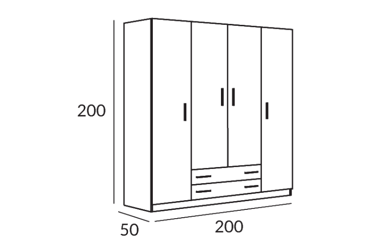 Armario de cuatro puertas y cajones – Durmia Confort Armario de cuatro puertas y cajones – Durmia Confort