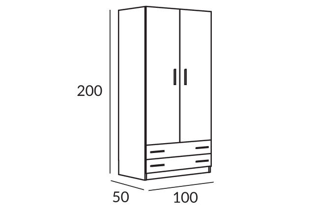 Armario de dos puertas y dos cajoneras – Durmia Confort Armario de dos puertas y dos cajoneras – Durmia Confort